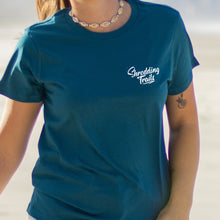 Load image into Gallery viewer, Women's Ocean Tee, Size Medium, Ocean Blue, Shredding Trails, Australia