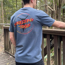 Load image into Gallery viewer, Phoenix Mountain Biking Freestyle T Shirt by Shredding Trails in Petrol Blue