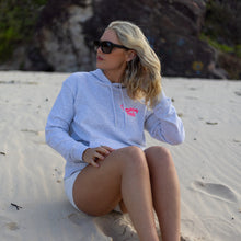 Load image into Gallery viewer, South Shore Hoodie. A premium Hoodie with hot pink font for women mountain bikers and surfers.  Printed in Australia 
