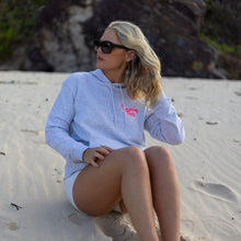 Load image into Gallery viewer, South Shore Hoodie. A premium Hoodie with hot pink font for women mountain bikers and surfers. Printed in Australia