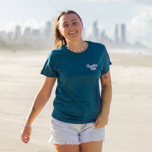 Load image into Gallery viewer, Women's Ocean Tee, Size Medium, Ocean Blue, Shredding Trails, Australia