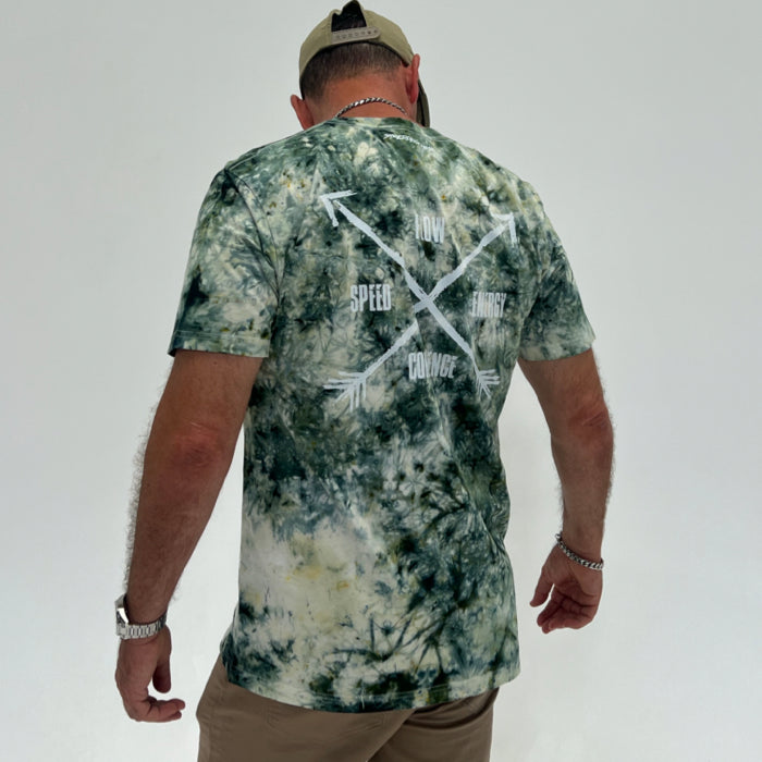 Shredding Trails Hand  Made Organic Tie  Dye Green Tee 